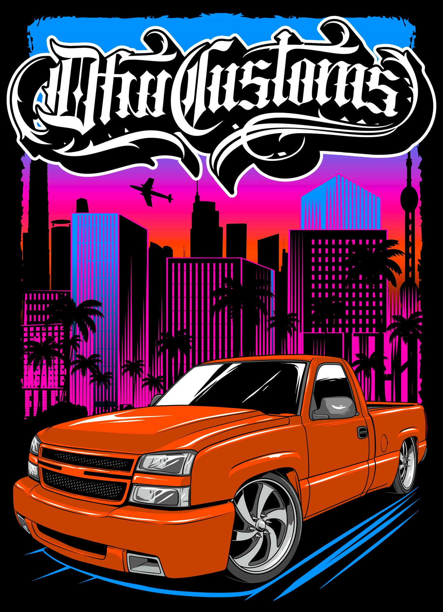 DFW CUSTOMS ORANGE SHOP TRUCK T SHIRT